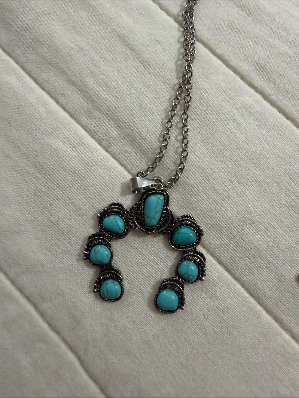 Turquoise Stone Horseshoe Pendant Necklace - Women Jewelry